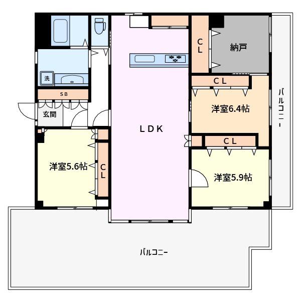 ブランメゾン諸星ビル(3SLDK/4階)の間取り写真