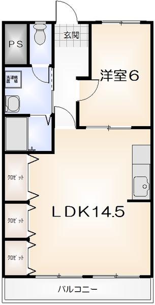 KISHIMOTOハイツII(1LDK/3階)の間取り写真