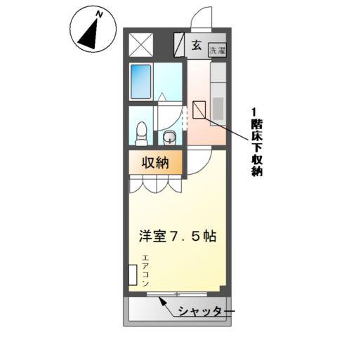 グランドコート弥生(1K/1階)の間取り写真