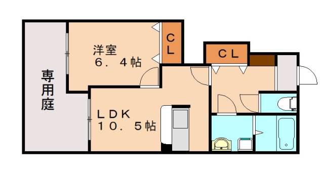 ドルチェ赤坂(1LDK/1階)の間取り写真