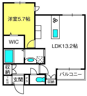 PACE OVEST(1LDK/2階)の間取り写真