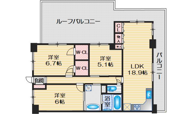 メロディーハイム豊中エスプライム(3LDK/8階)の間取り写真