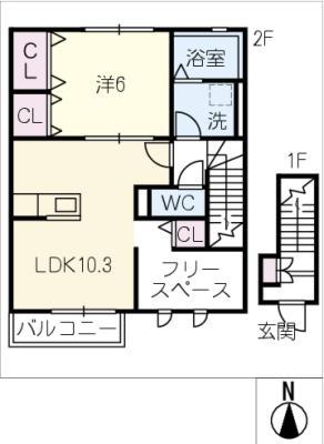 OLIVE COURT KASHIWAMORI(1LDK/1階)の間取り写真