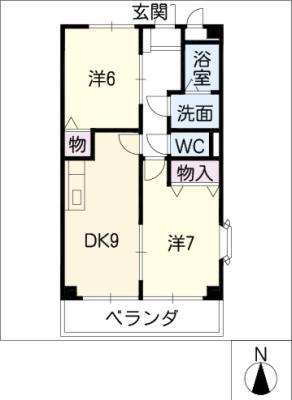 スプリームタウン(2DK/2階)の間取り写真