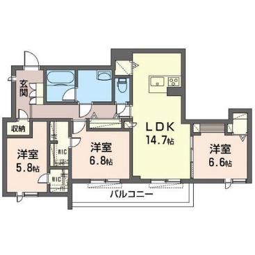 リラフォート(3LDK/2階)の間取り写真
