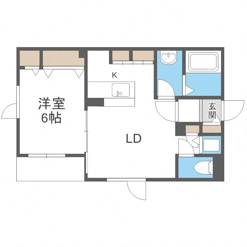 シャンティ月寒(1LDK/2階)の間取り写真