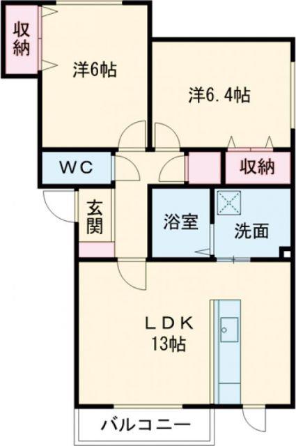 セイン千歳(2LDK/2階)の間取り写真