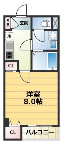 クイーンライフ東今里(1K/6階)の間取り写真
