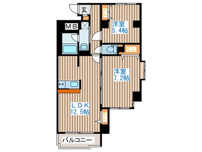 プルミエ王ノ檀(2LDK/4階)の間取り写真