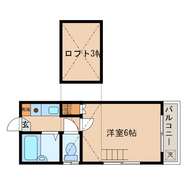 アンピエス元町(1K/2階)の間取り写真