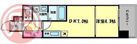 レオンコンフォート九条ガレリア(1DK/11階)の間取り写真