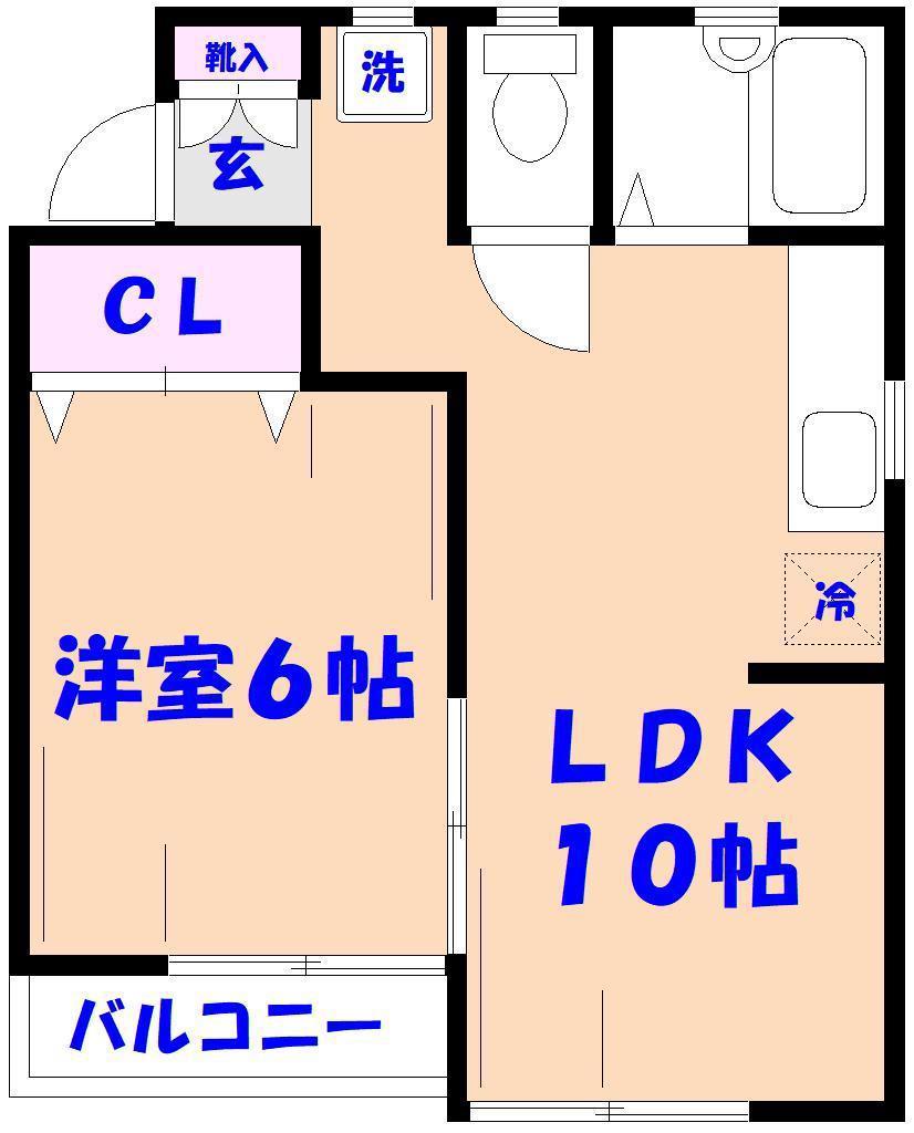 アビタシオン1(1LDK/2階)の間取り写真