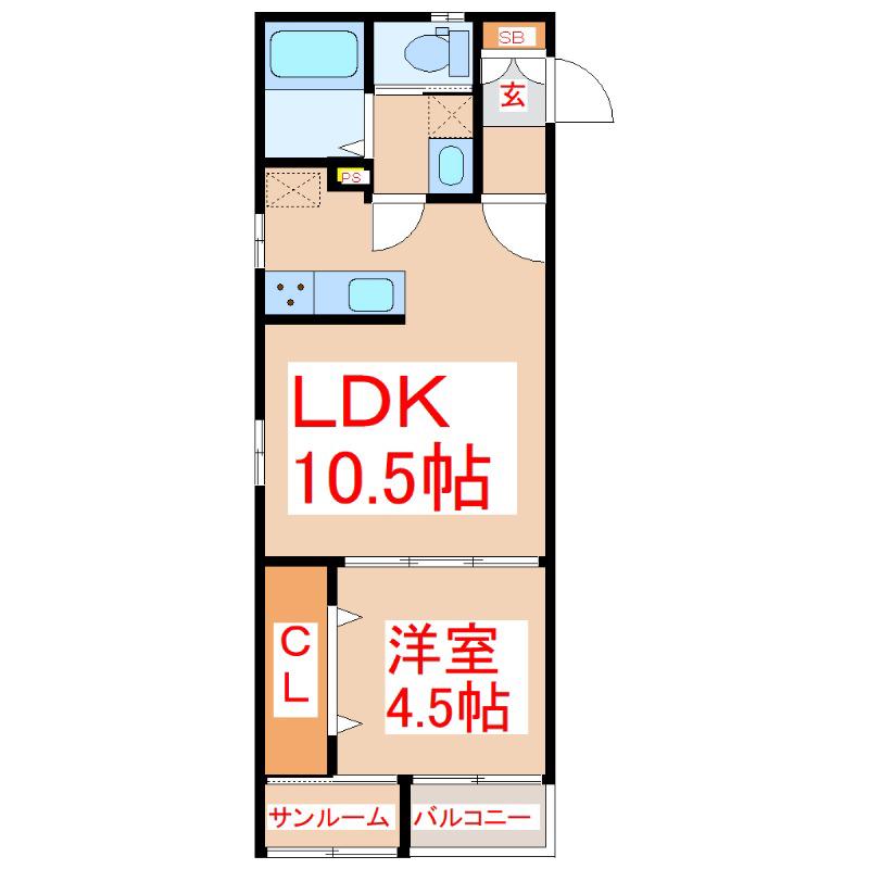 LEA TERRACE(1LDK/2階)の間取り写真