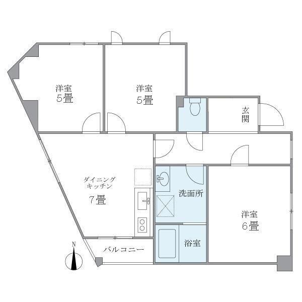 西落合ハウス(3DK/3階)の間取り写真