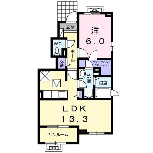 ブリエ・カメリア(1LDK/1階)の間取り写真