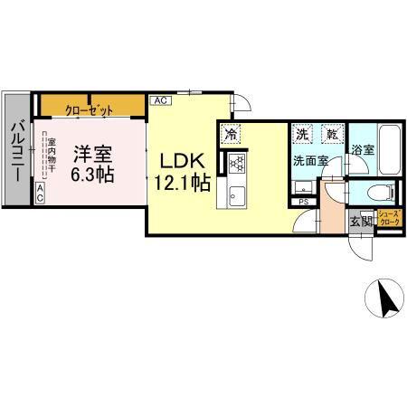 アルドゥール(1LDK/2階)の間取り写真
