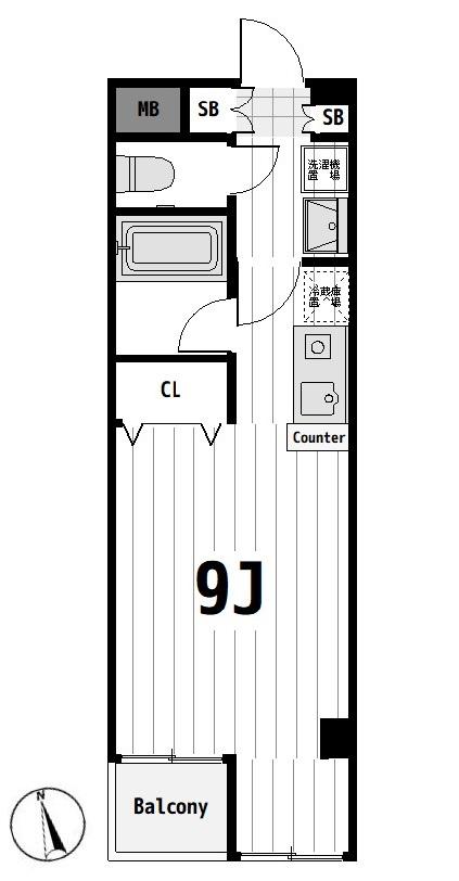 ペリエ市川I(ワンルーム/2階)の間取り写真