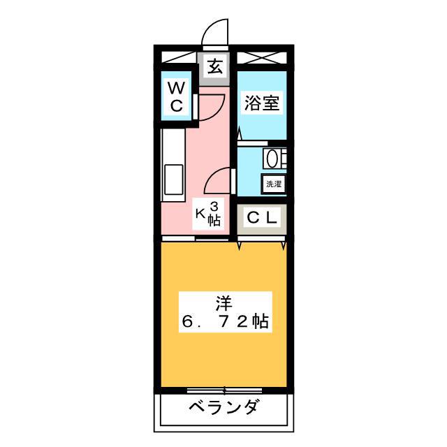 ラ・フルール(1K/4階)の間取り写真