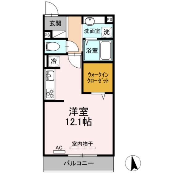 ハイアークE(ワンルーム/3階)の間取り写真