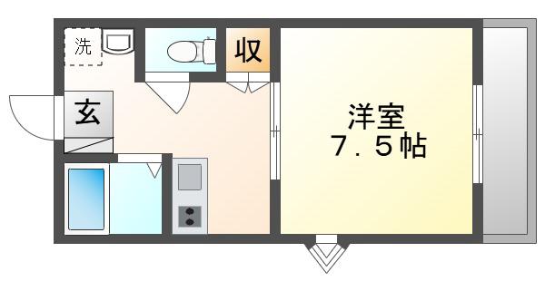 エステートピア(1K/3階)の間取り写真