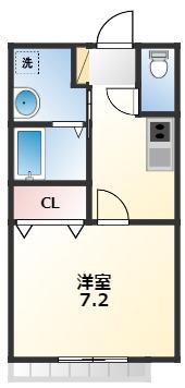シェルト公津の杜B棟(1K/2階)の間取り写真