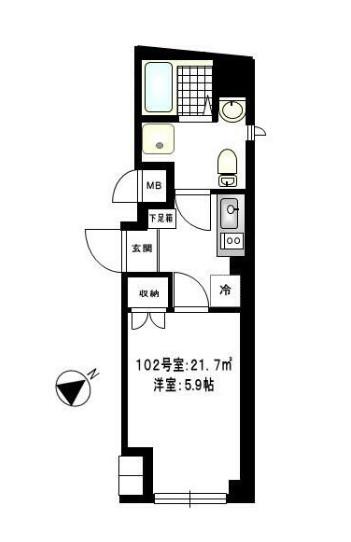BCASA TABATA(1K/1階)の間取り写真