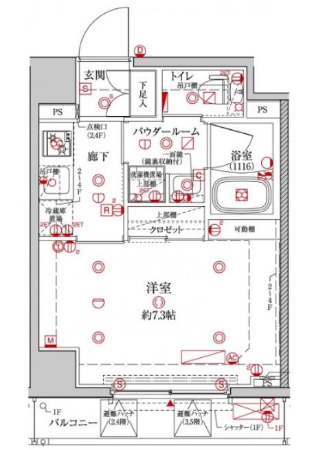 クレイシア森下ステーションサイト(1K/3階)の間取り写真