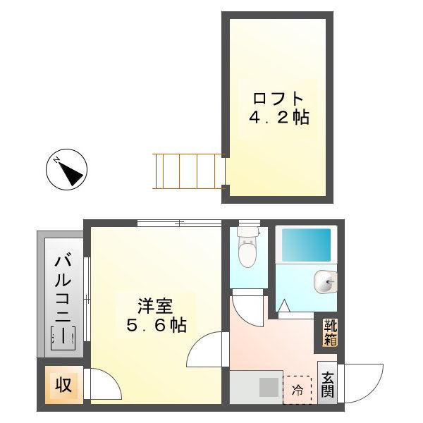 ジュネス地行(1K/1階)の間取り写真