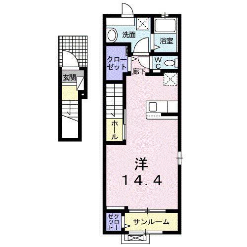 アレーズ(ワンルーム/2階)の間取り写真