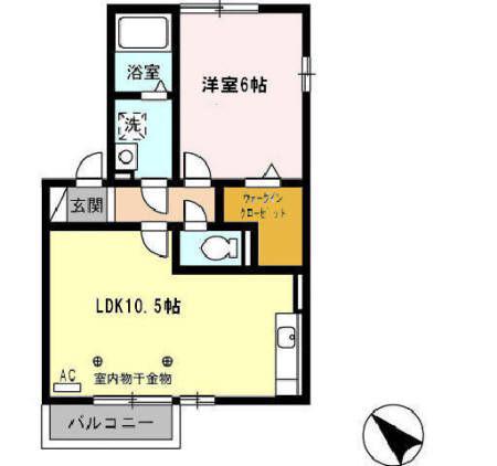 ヴィラ A(1LDK/2階)の間取り写真
