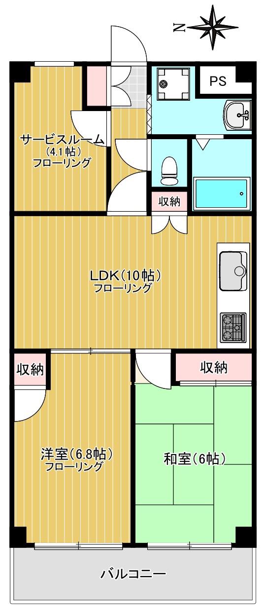 ビュウパレス小杉(2SLDK/5階)の間取り写真