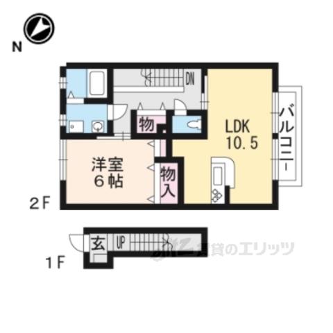 サンガーデン一橋A棟(1LDK/2階)の間取り写真