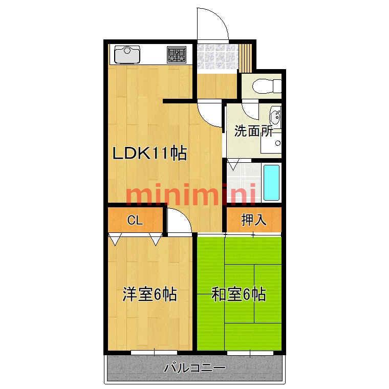 城南パレス(2LDK/1階)の間取り写真