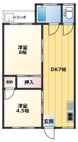 巴ハイツ(2DK/1階)の間取り写真