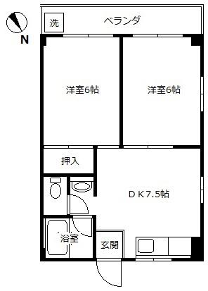ヒカリハイツ(2DK/3階)の間取り写真