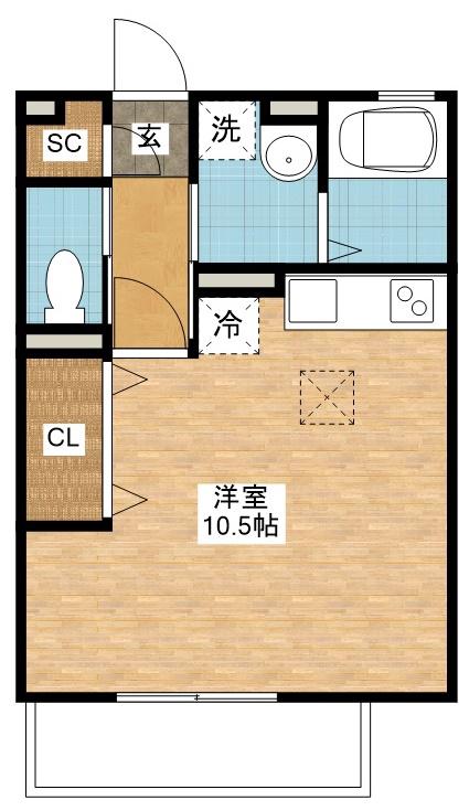 シエルガーデン(ワンルーム/2階)の間取り写真