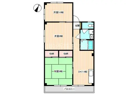 島田アパート(3DK/2階)の間取り写真