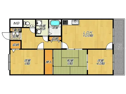 グレース深野(3LDK/4階)の間取り写真