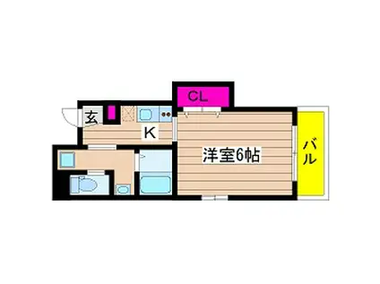 パークヒルズ(1K/13階)の間取り写真