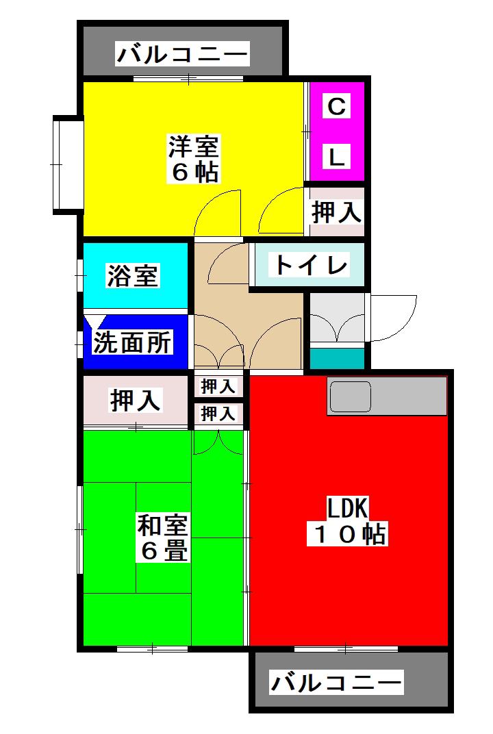 メゾンアイディールB(2LDK/3階)の間取り写真