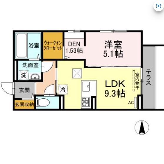 D-ROOM GRACA 中町 イースト(1LDK/1階)の間取り写真