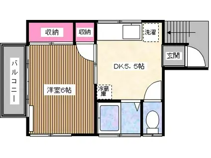 わかくさハイツ(1DK/2階)の間取り写真