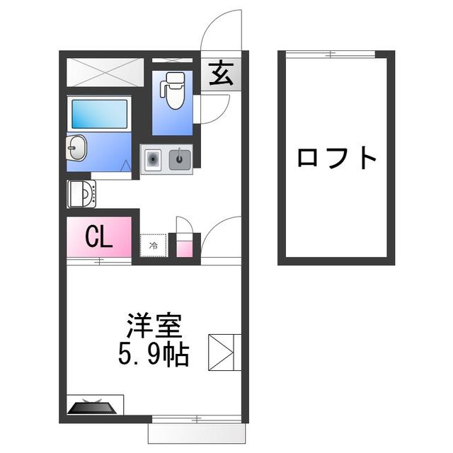 レオパレスFIFTYTHREE(1K/1階)の間取り写真