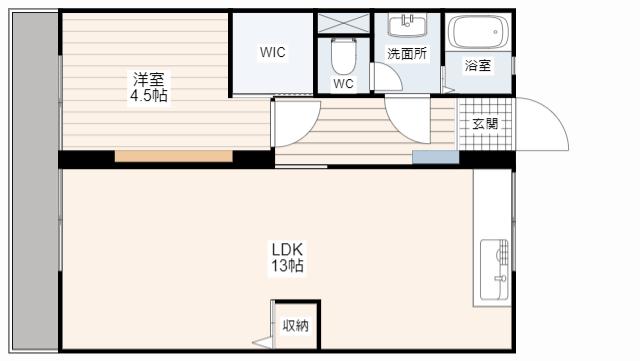 戸坂ラックビル(1LDK/1階)の間取り写真