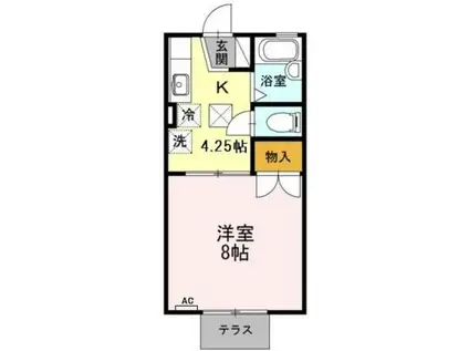 ドミール青笹(1K/1階)の間取り写真
