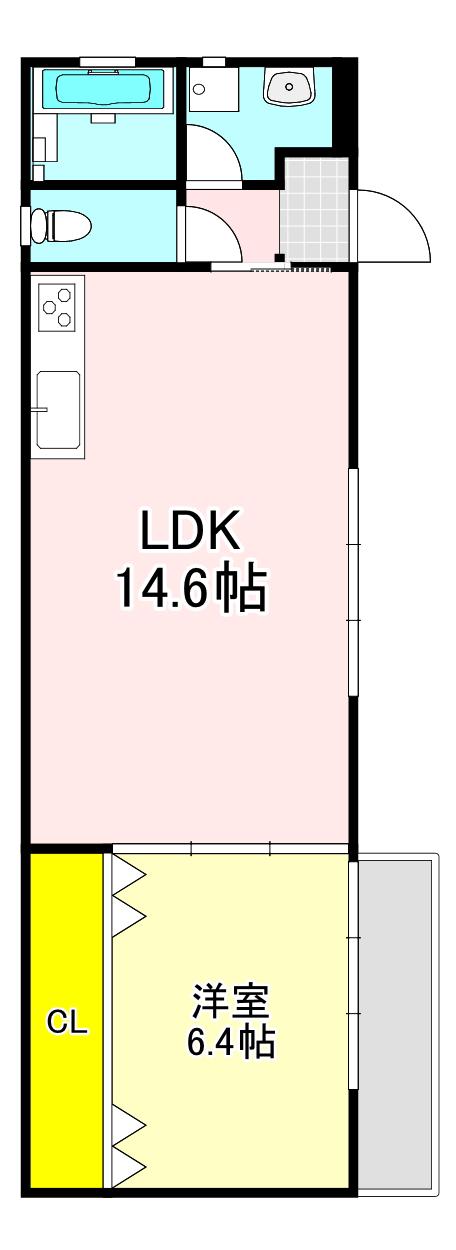 問屋町アパート(1LDK/2階)の間取り写真