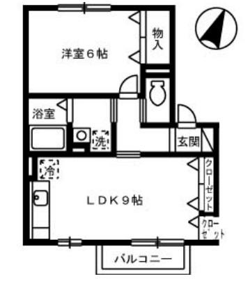 プチパール四番浜(1LDK/2階)の間取り写真