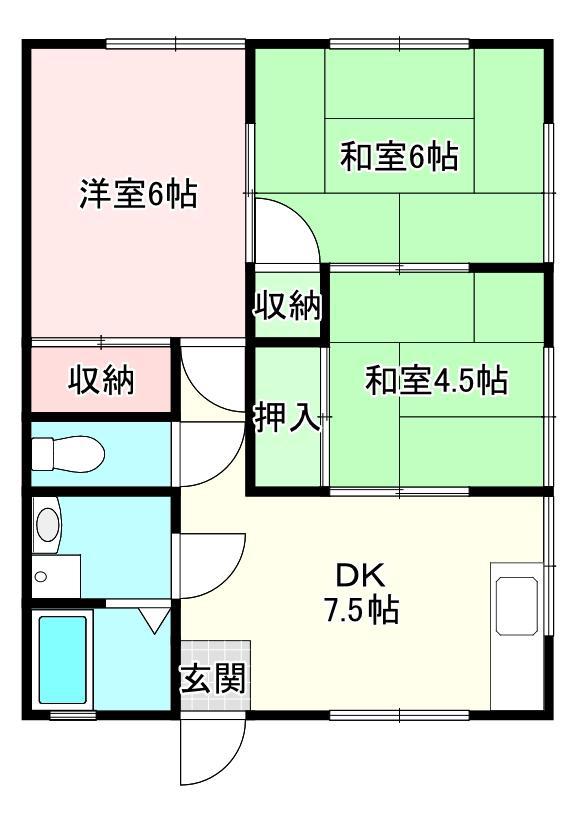 サンクリークス(3DK/1階)の間取り写真