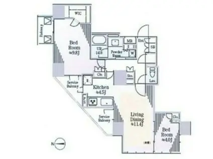 CAVANA南青山(2LDK/3階)の間取り写真