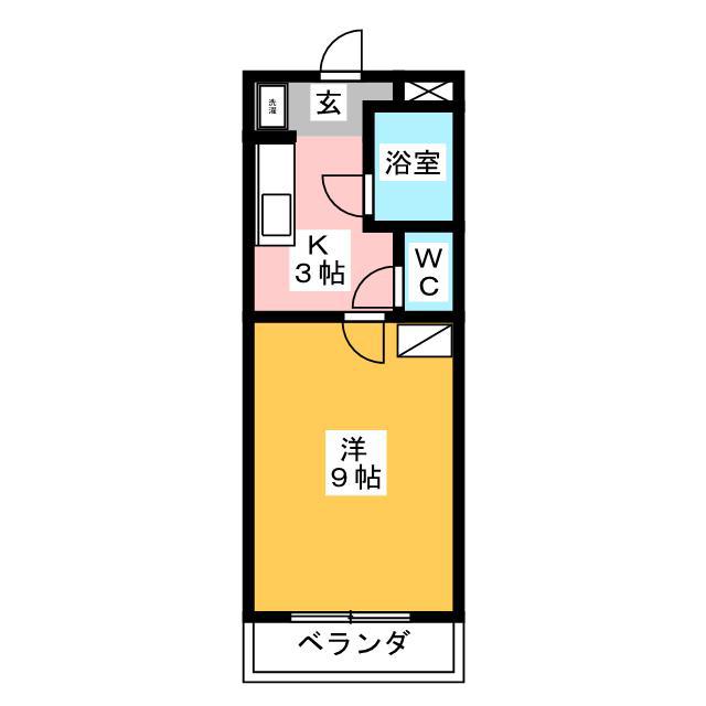 ドミールV(1K/4階)の間取り写真